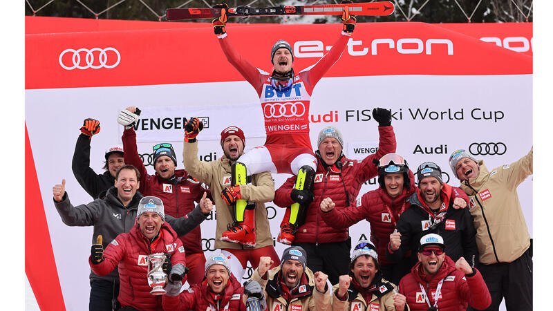 Die nächste Feller-Show! Die Feier-Bilder vom Wengen-Slalom