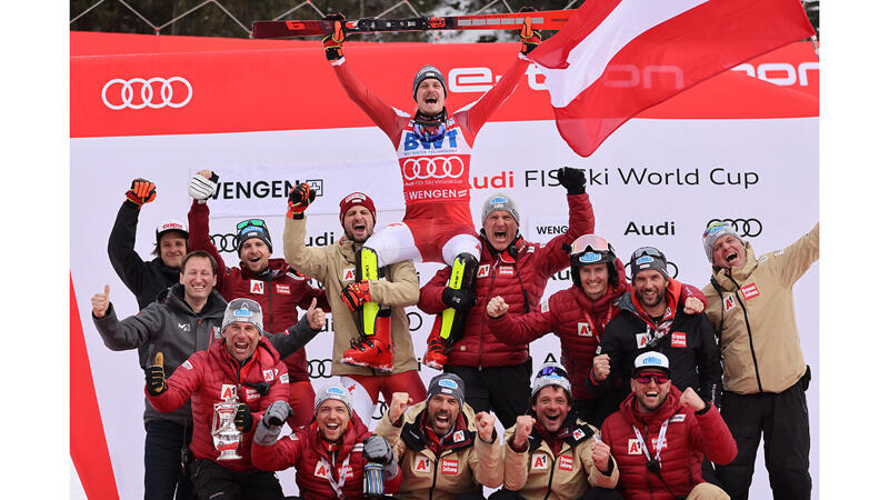 Die nächste Feller-Show! Die Feier-Bilder vom Wengen-Slalom