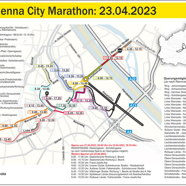 40. Wien-Marathon: Alle Verkehrsinfos und Straßensperren