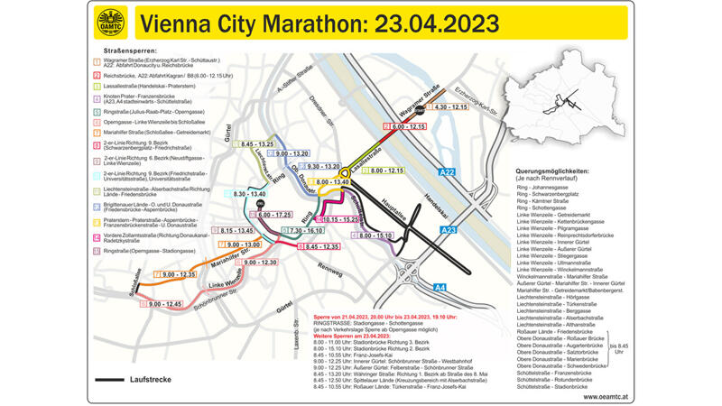 40. Wien-Marathon: Alle Verkehrsinfos und Straßensperren