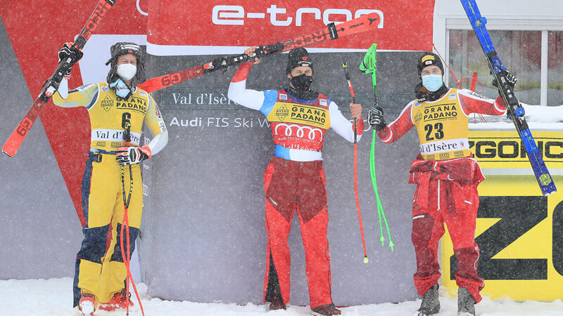 Podest der Premieren im Super-G von Val d'Isere